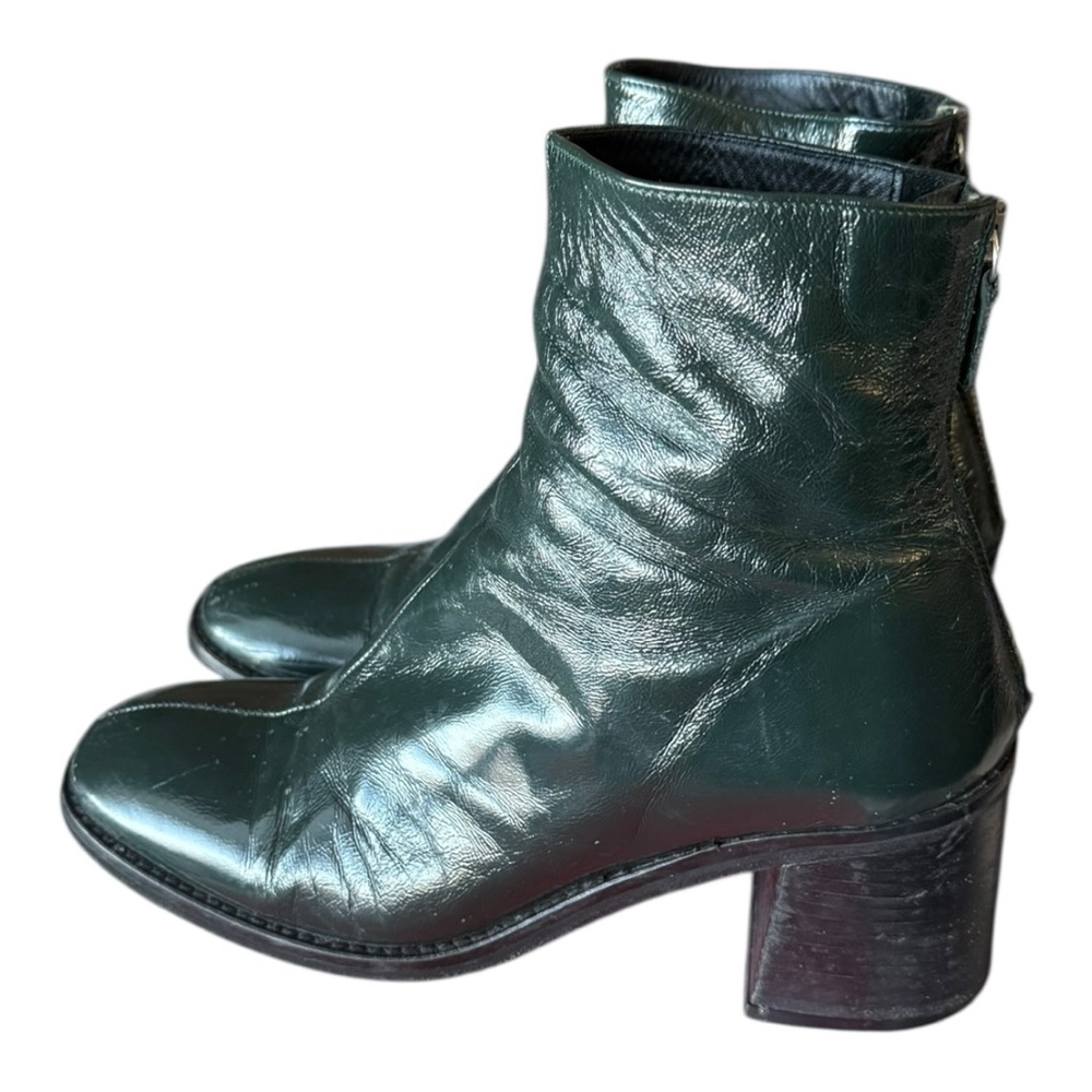 Miista Cybil Patent Leather Forrest Green Ankle Boots